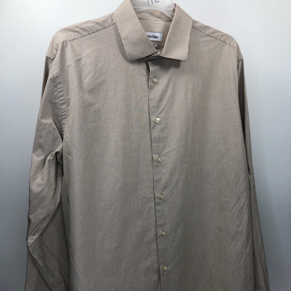 Calvin Klein Gold Striped Button Down Dress Shirt